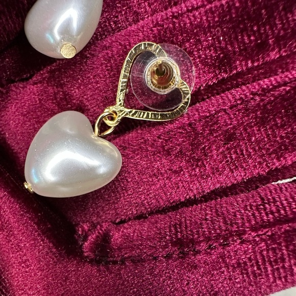 Gold and Silver Heart Drop Earrings - Picture 3 of 7